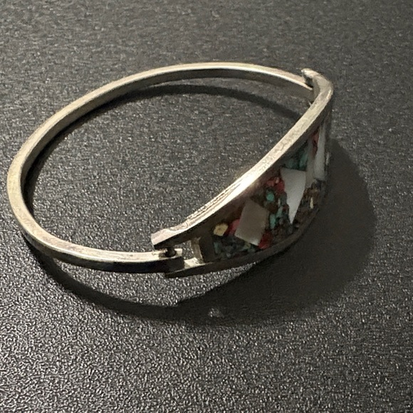Silver and Multicolor Inlay Bangle - Picture 7 of 7